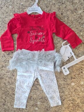 Koalababy Red & White Long-Sleeve Christmas Top & Leggings Set Size 6/9 Months